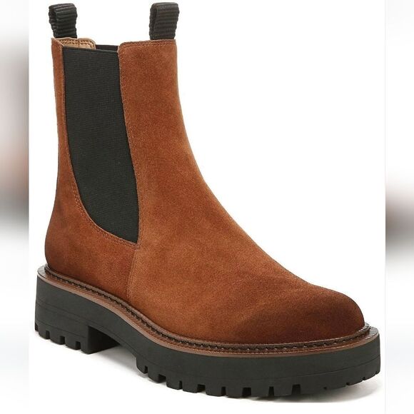 New Sam Edelman Laguna Waterproof Lug Sole Chelsea Boot suede brown size 5.5 - Picture 1 of 9